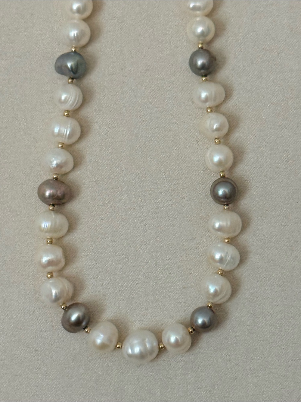Two-Tone AAA Freshwater Pearl Necklace with Gold-Filled Accents
